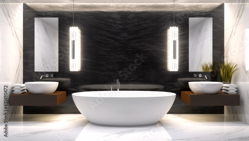 interior with bathtub and mirror  made with AI gereration