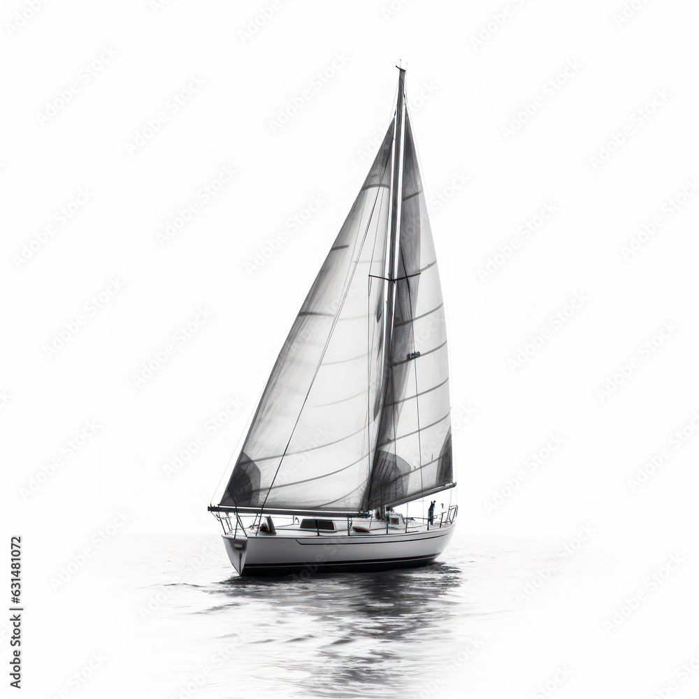 Small sail boat isolated on white,AI Generated