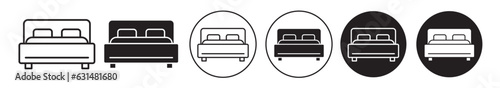 Double bed icon set. clean hotel bedroom pictogram. accommodation icon set.