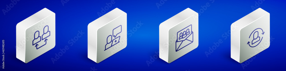 Set Isometric line Exchange work, Freelancer, Project team base and icon. Vector Set Isometric line Exchange work, Freelancer, Project team base and icon. Vector