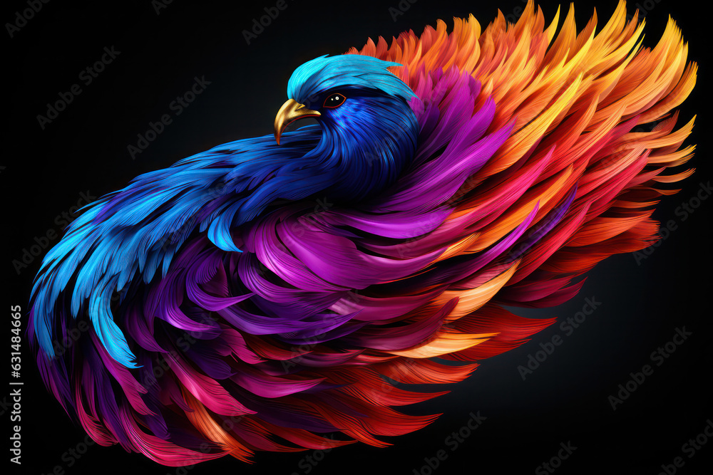 Obraz premium An abstract close-up shot of a bird of paradise blossom, focusing on its unique shapes, bold colors, and textural elements, creating a visually captivating and artistic representation of this exotic f