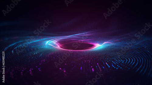 Futuristic dark background the ripple effect of a web of blue and pink dots big data illustration of technologies