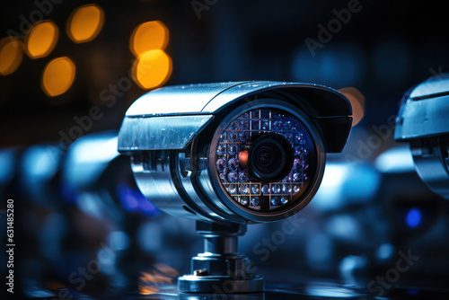 Security personnel monitoring surveillance cameras and access control systems in a server farm, ensuring the physical and digital security of the infrastructure | ACTORS: Security personnel | LOCATION