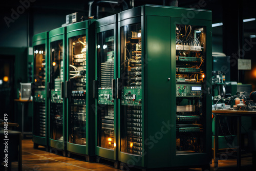 A shot of a server farm's disaster recovery plan in action, showcasing the redundant systems and backup infrastructure used to ensure business continuity in case of unforeseen events | ACTORS: None |