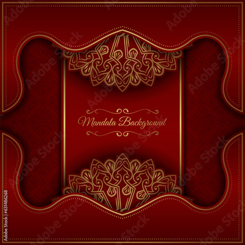 red luxury background, with gold mandala ornament