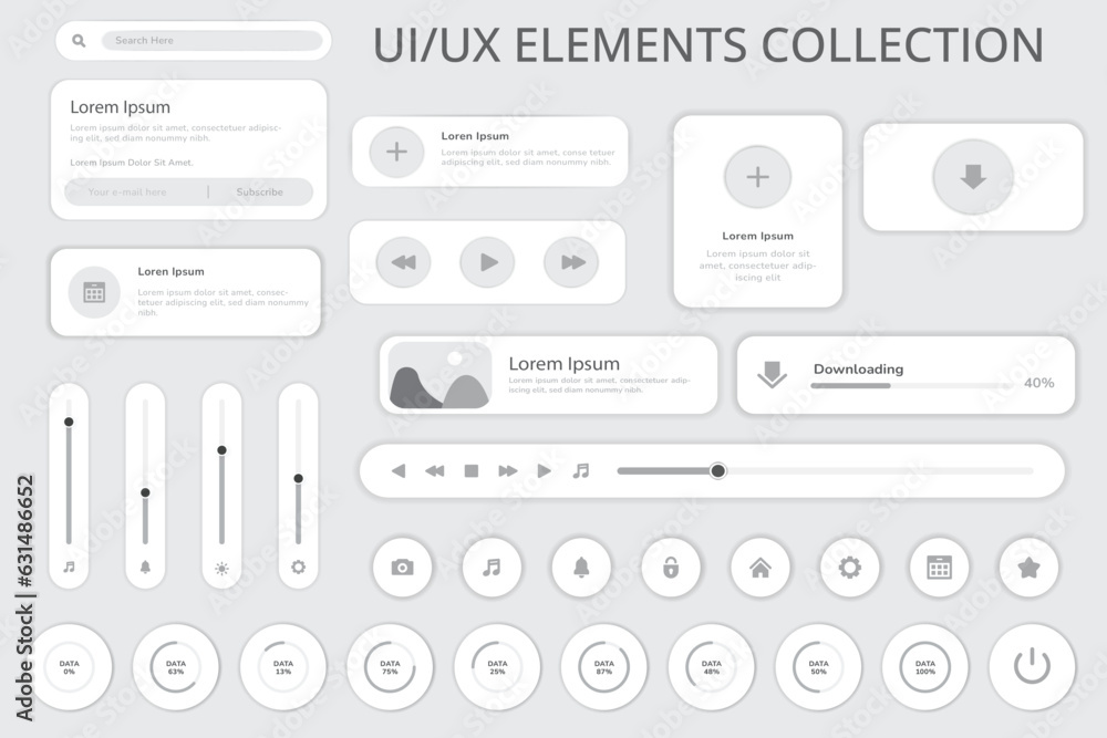 set of vector icons ui/ux elements collection
