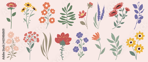 Flowers and leaves set