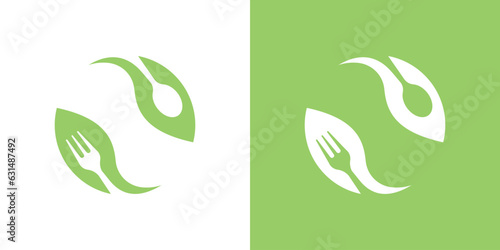 logo design elements fork and fork combined with leaves and forming a circle
