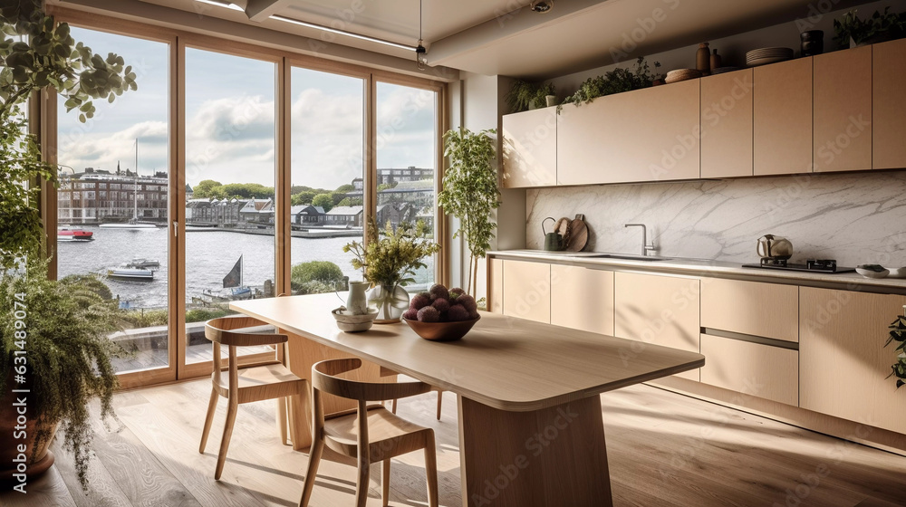 Fototapeta premium Modern scandinavian dining room AI-generated