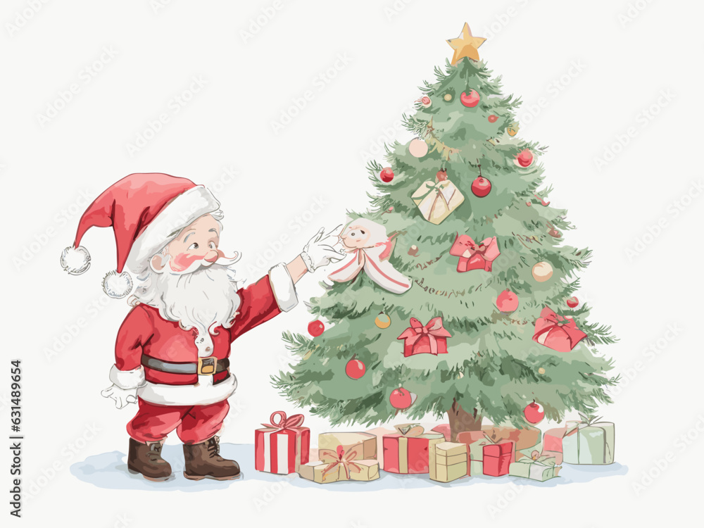santa claus and christmas tree