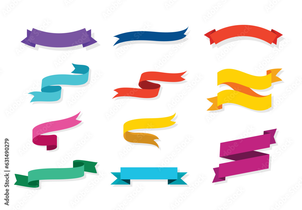 colorful ribbons set isolated