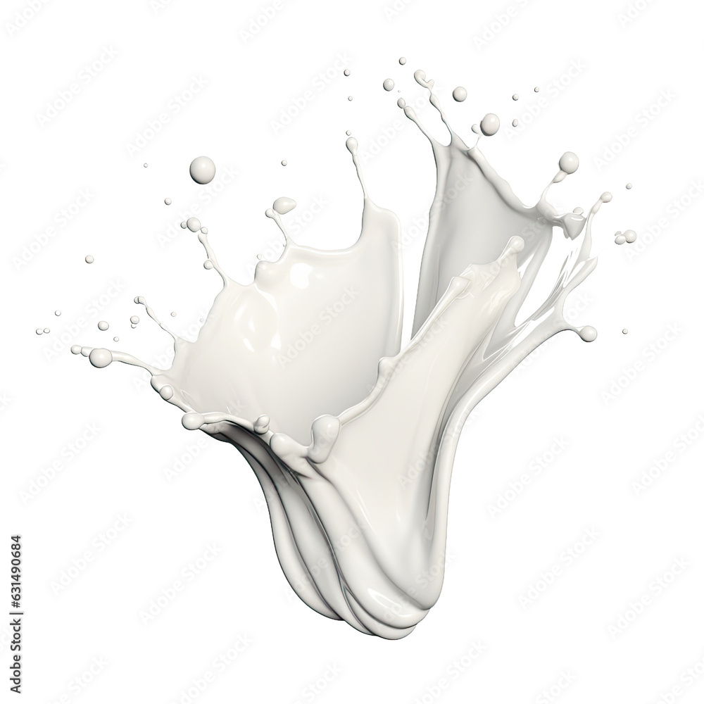 Milk splashes in abstract shapes, 3D rendered with clipping path. Milk splashes in abstract shapes, 3D rendered with clipping path.