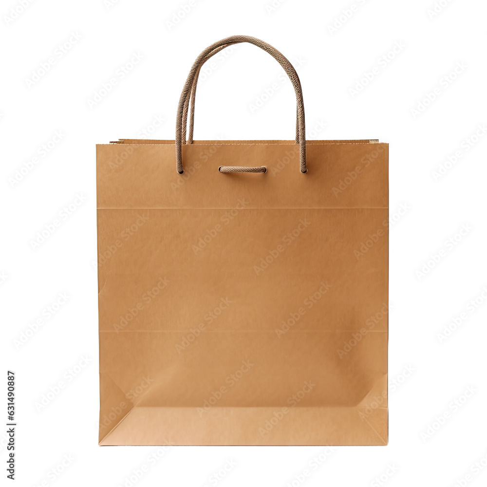 Empty brown Kraft paper bag for groceries with handles on an isolated white backround. Empty brown Kraft paper bag for groceries with handles on an isolated white backround.