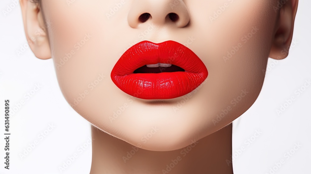 A Macro Shot of the Red Lips of a Beautiful White Girl. A Macro Shot of the Red Lips of a Beautiful White Girl.