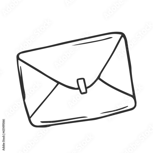 Vector illustration. Hand drawn doodle of closed envelope. Not read incoming message. Cartoon sketch. Decoration for greeting cards, posters