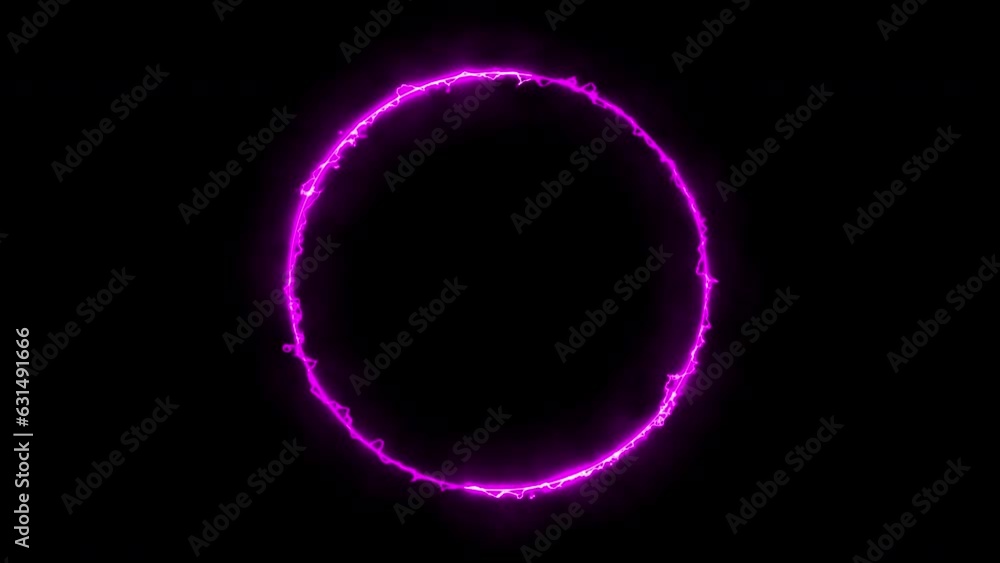 Glowing ring neon purple on light trail, animation background. Glowing ring neon purple on light trail, animation background.