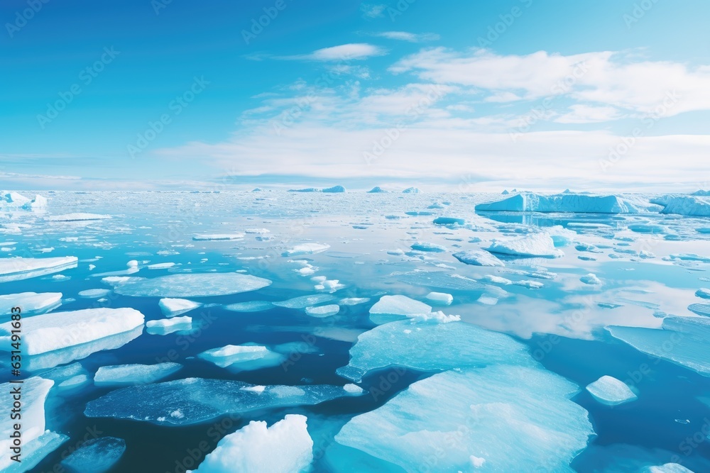 Ice sheets melting in the arctic ocean or waters. Global warming and ...