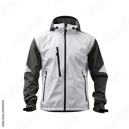 Template for designing a 3D windbreaker jacket on a white backround photo