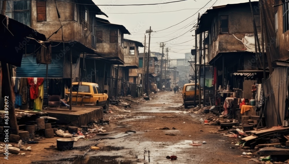 Development of residential infrastructure of Ghana slowed due poverty - obrazy, fototapety, plakaty 