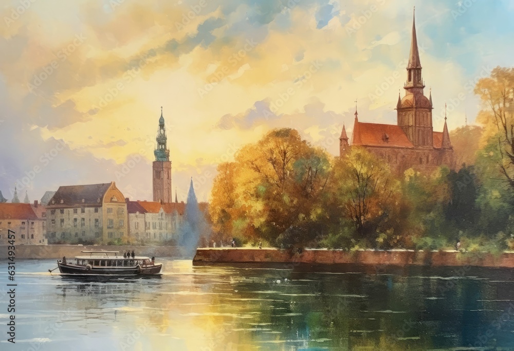 Obraz premium Beautiful old town with historical port