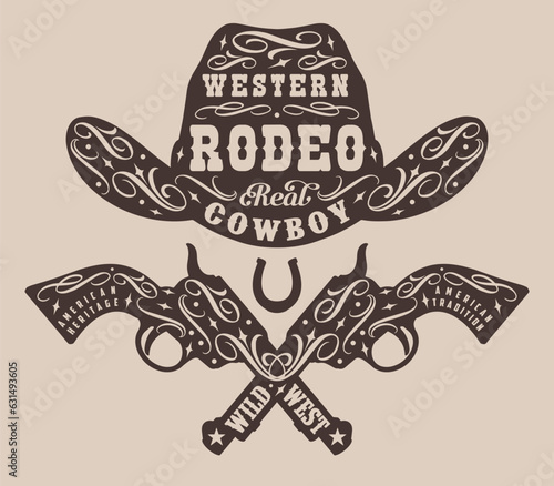Cowboy rodeo monochrome vintage flyer
