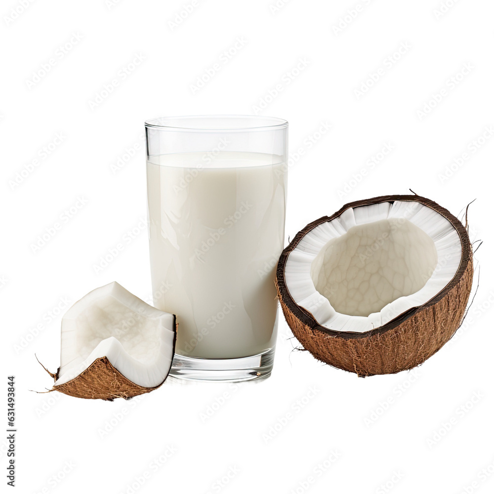 Coconut and milk on white backround Coconut and milk on white backround