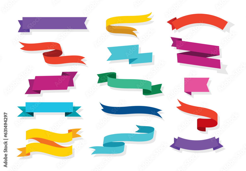 colorful ribbons set isolated