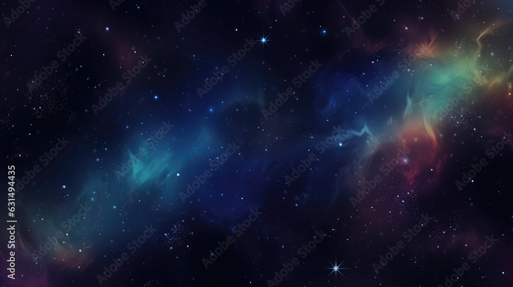 Outer space background. Dark cosmic void with stars, interstellar medium, dust clouds and gas. Astronomy wallpaper. 