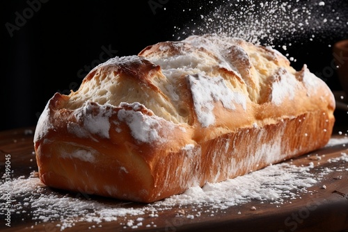 Powdered Sugar Sprinkled on a Loaf of Bread. Generative AI