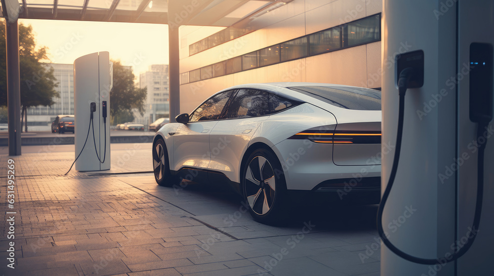 Fototapeta premium electric car in the city