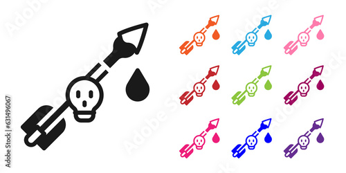 Black Poison on the arrow icon isolated on white background. Poisoned arrow. Set icons colorful. Vector