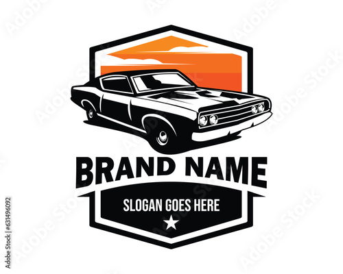 ford cobra torino car silhouette. appear from the side with an elegant style. premium vector design. isolated white background. Best for logo, badge, emblem, icon, sticker design
