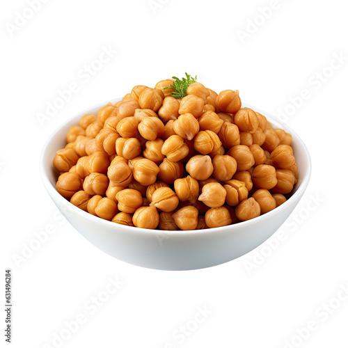 Chickpea cooked and isolated on white backround.