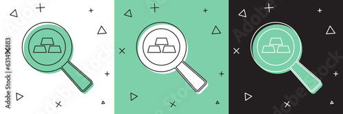 Set Gold bars icon isolated on white and green, black background. Banking business concept. Vector