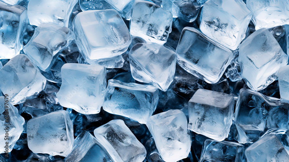 Background of geometric ice cubes texture. Fresh and frozen vibes