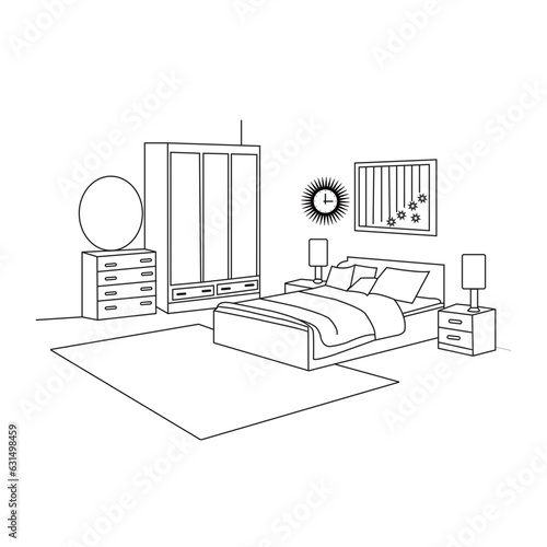 Modarn bedroom outline photo
