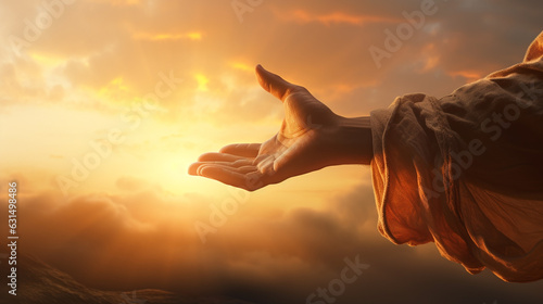 jesus cristo estendendo a mão para a luz, jesus luz do mundo  photo