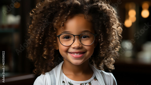 portrait of a little beautiful girl with glasses, generative AI