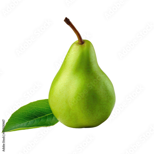 Single green pears isolated on a white backround.