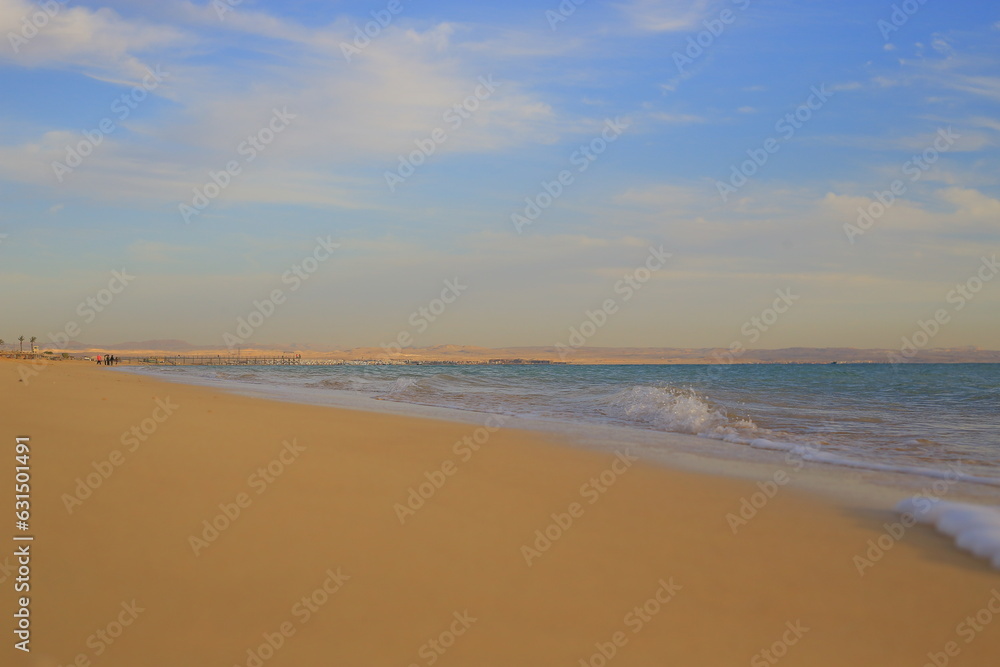 South Sinai, Egypt,10-Feb-2023 Awonderful beach in Ras Sidr, and clear skies. - obrazy, fototapety, plakaty 