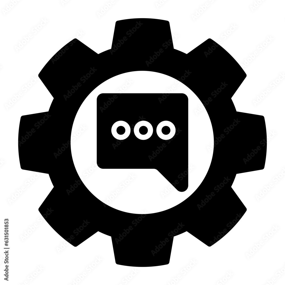 Gear Message Glyph Icon