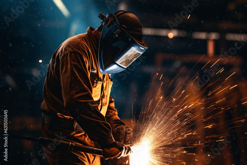Unrecognizable worker holding welding torch during work © alisaaa