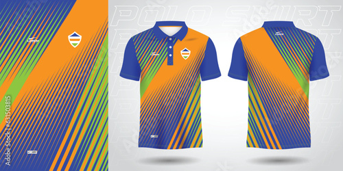 blue green orange polo sport shirt sublimation jersey template