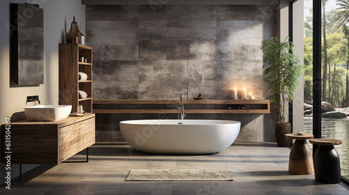 Modern Bathroom interior with bathtub Masterpiece by an Italian Designer