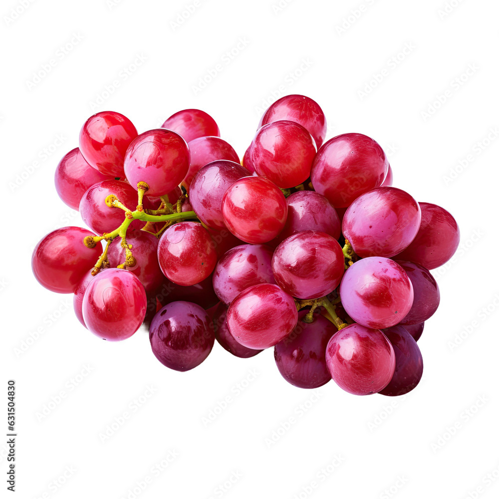 Bunch of red grapes on a white surface.
