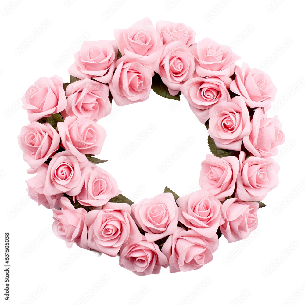 Artificial rose wreath in pink, isolated on white. Artificial rose wreath in pink, isolated on white.
