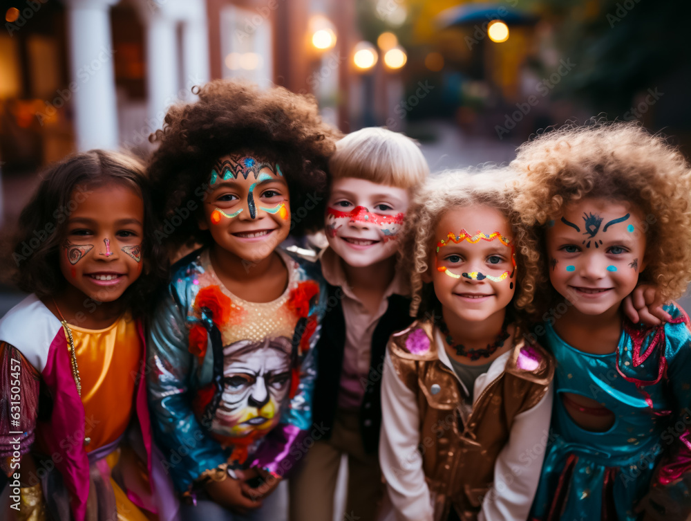 Children dressed up for Halloween, ready to go Trick or treating. Pumpkins, and decorations setting a true mood. Shallow field of view. Children dressed up for Halloween, ready to go Trick or treating. Pumpkins, and decorations setting a true mood. Shallow field of view.