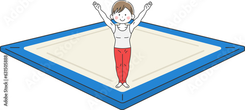 床の演技をする、男性の体操選手のイラスト