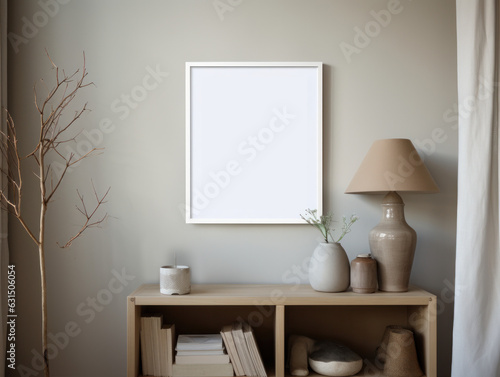 Frame with blank background on a room wall © govorushka