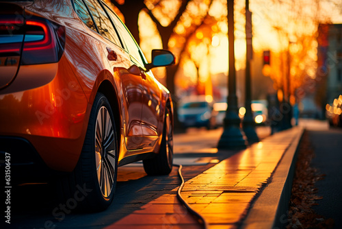 electric car charging in a city.Generative AI